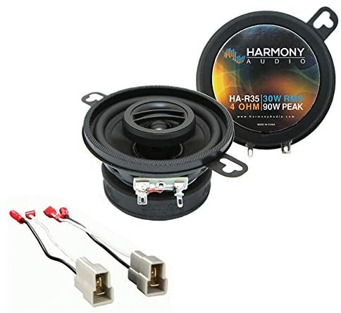 Harmony Audio Compatible with 1980-1984 Volkswagen Rabbit HA-R35 3.5" New Factory Speaker Replacement Upgrade Package 90W Speakers with HA-729300 Factory Speaker Replacement Connector Harness Kit