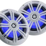 Kicker 45KM604WL 6.5 Inch 2 Way Coaxial Marine Light Up LED Boat Speakers, Pair, 4 Ohm, 150 Max Watts, Blue