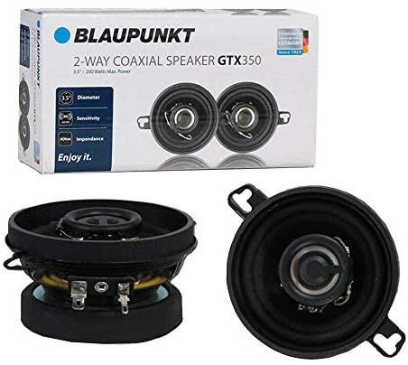 Blaupunkt GTX350 3.5-Inch 200W 2-Way Coaxial Car Audio Speaker, Set of 2
