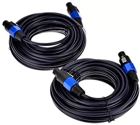 Dekomusic 2Pack 50 ft Male Speakon to Speakon Cables, Professional 12 Guage AWG Audio Cord DJ Speaker Cable Wire with Twist Lock - 2 Conductor.