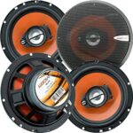 2 Pair of Audiobank 6.5" 600 Watt Peak Power 3-Way Orange Car Audio Stereo Coaxial Speaker - AB674 with 88dB Sensitivity / 80-20,000 Hz Frequency Response