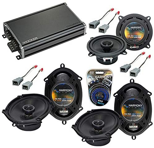 Compatible with Ford Escort 1985-1990 Factory Speaker Replacement Harmony Audio Bundle R4 R68 & CXA360.4 Amp