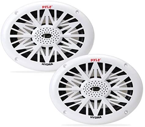 6x9 Inch Dual Marine Speakers - 2 Way Waterproof and Weather Resistant Outdoor Audio Stereo Sound System with 260 Watt Power, Poly Carbon Cone and Cloth Surround - 1 Pair - PLMR692