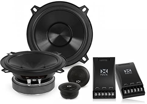 NVX 5 1/4 inch Professional Grade True 130 watt RMS 2-Way Component Car Speaker System [V-Series] with Silk Dome Tweeters [VSP525KIT]