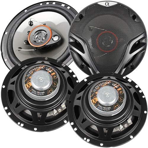 Two Pair of Alphasonik 6.5" 3-Way 1400W Full Range Speakers 4 Ohm AS265P