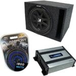 Kicker Bundle Compatible with Universal Vehicle C12 Comp Single 12" Vented Port Loaded Sub Box with Harmony HA-400.1 Amp & Install Kit