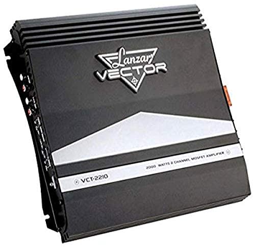 2-Channel High Power MOSFET Amplifier - Slim 2000 Watt Bridgeable Mono Stereo 2 Channel Car Audio Amplifier w/ Crossover Frequency and Bass Boost Control, RCA input, and Line Output - Lanzar VCT2210