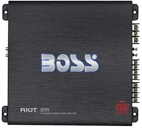 BOSS Audio Systems R2504 - Riot 1000 Watt, 4 Channel, 2 4 Ohm Stable Class AB, Full Range, Bridgeable, Mosfet Car Amplifier with Remote Subwoofer Control