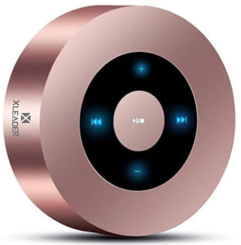 XLeader SoundAngel A8 (3rd Gen) 5W Touch Bluetooth Speaker with Waterproof Case, 15h Music, Louder Crystal HD Sound, Premium Mini Portable Bluetooth Speaker for iPhone iPad Tablet Shower, Rose Gold