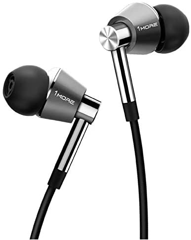 1MORE Triple Driver In-Ear Earphones Hi-Res Headphones with High Resolution, Bass Driven Sound, MEMS Mic, In-Line Remote, High Fidelity for Smartphones/PC/Tablet - Silver
