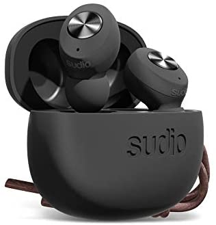 Sudio Tolv True Wireless Earbuds - Auto Pairing, Compact Charging Case, up to 35h Play Time, iOS, Android (Black)