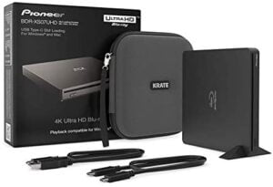 Pioneer BDR-XS07UHD 4K Blu-Ray Portable Burner & DVD Player - 6X Slim External BDXL, BD, DVD & CD Drive for Windows & Mac w/ 3.0 USB, CD Player, Write & Read on Laptop or Desktop w/ Carry Case (Black)