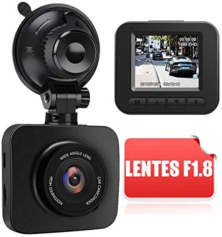 AWESAFE Cámara de Coche Dash CAM 1080P Full HD 170 Ángulo con WDR G-Sensor, Detección de Movimiento, Grabación en Bucle, Visión Nocturna, Monitor de Aparcamiento