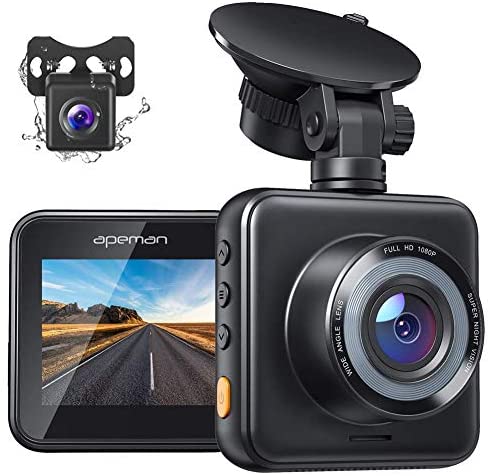 APEMAN Dual Dash Cam Front and Rear, 1080P Full HD Dash Camera for Cars, Waterproof Backup Camera, 170° Wide Angle Driving Recorder with G-Sensor, Parking Monitor, Loop Recording, WDR, Night Vision
