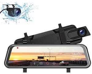 TOGUARD 2.5K Mirror Dash Cam for Cars with Waterproof Backup Camera, 10" IPS Full Touch Screen Car Camera Dual Dash Camera Front and Rear Rearview Mirror Cameras Night Vision Parking Assistance