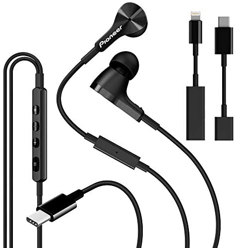 Pioneer Rayz Pro Smart USB-C & Lightning Wired Headphones Earphones, Active Noise Cancelling Earbuds Microphone Volume Control | For Apple iPhone Mac iPad, Android, Nintendo Switch, Google Pixel -Onyx