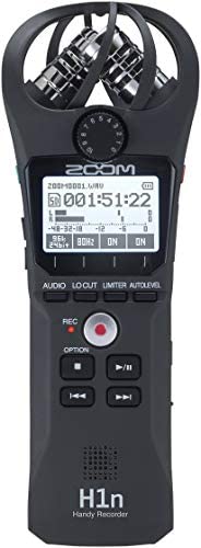Zoom H1n Portable Recorder, Onboard Stereo Microphones, Camera Mountable, Records to SD Card, Compact, USB Microphone, Overdubbing, Dictation, For Recording Music, Audio for Video, and Interviews