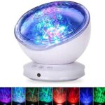 Ocean Wave Projector, GRDE 12 LED Remote Control Night Light for Bedroom, Timer Design 8 Lighting Modes Light LED Night Light Projector lamp for Kids Baby Adults Room Decor Living Room