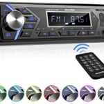 Bluetooth Car Stereo Radio Receiver,Single Din Mechless Digital Media Receiver Support FM/AM /USB/SD/FLAC/MP3/Aux-in with 7 Color Backlit,Wireless Remote Control
