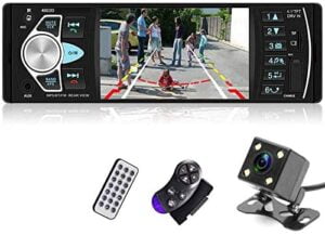 Camecho Single Din Car Stereo Radio 4.1'' Screen Parking Assistance in-Dash Bluetooth USB/SD/FM MP5 Player with Waterproof Night Vision Backup Camera