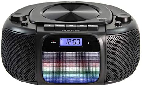 Magnavox MD6972 Portable Top Loading CD Boombox with Digital AM/FM Stereo Radio, Color Changing Lights, and Bluetooth Wireless Technology | CD-R/CD-RW Compatible | LCD Display |