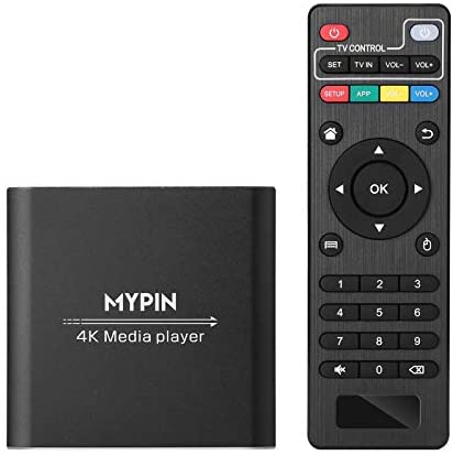 4K Media Player with Remote Control, Digital MP4 Player for 8TB HDD/ USB Drive / TF Card/ H.265 MP4 PPT MKV AVI Support HDMI/AV/Optical Out and USB Mouse/Keyboard-HDMI up to 7.1 Surround Sound