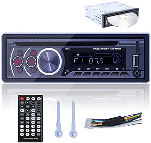 Hikity Single Din Car Stereo CD DVD Player Bluetooth FM Radio Receiver Support Hands Free Calling, USB Fast Charging, AUX SD USB Playback + Wireless Remote Control