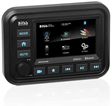 BOSS Audio Systems MGV550B Marine Gauge Receiver - Weatherproof, 5 Inch Touchscreen, Built-in Amplifier, Bluetooth, Digital Media MP3 Player, No CD Player, USB Port, AM/FM Radio