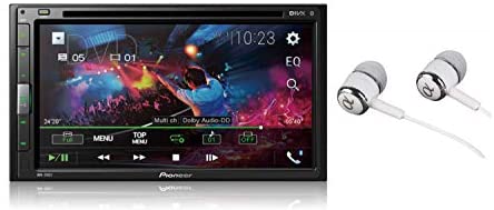 Pioneer 6.8" Double DIN Touchscreen Display, Apple iPhone and Android Music Support, Bluetooth in-Dash DVD/CD AM/FM Front USB Digital Multimedia Car Stereo Receiver/Free Alphasonik Earbuds