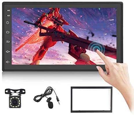 Podofo Double din in-Dash Car Stereo with GPS Navigation Android 6.8" HD Touch Screen Car Radio Audio Support Bluetooth/FM/WiFi/USB/Mic Input/Screen Mirroring/SWC with Backup Camera