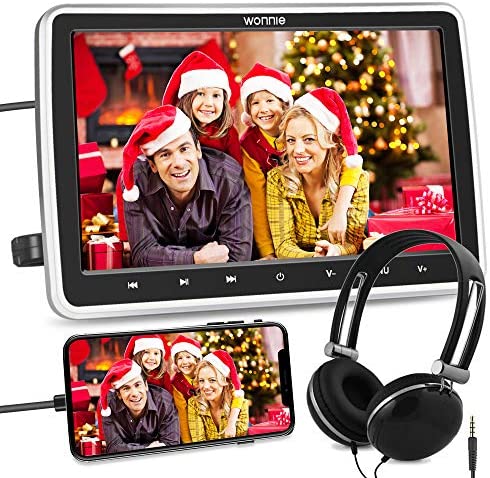 WONNIE 10.5’’ Car DVD Player with Headrest Mount, HDMI Input, 1080P Video Support, Headphone, AV in / Out, USB /SD, Regions Free, Last Memory