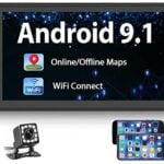 Podofo Double Din Android 9.1 Car Radio 7'' TFT Touch Screen GPS Navigation 1G+16G Indash Car Stereo Support Bluetooth FM WiFi Steering Wheel Control Dual USB + 12 LEDs Rear View Camera