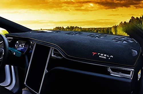 Eppar New Protective Dashboard Light Proof pad Compatible with Tesla Motors Model X 2015-2020 (Black-Black Line, Left Hand Drive)