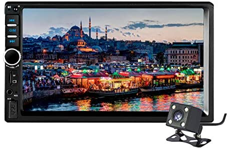 Double Din Touch Screen Car Stereo 7’’LCD Car Radio Touchscreen Bluetooth with Rear View Camera Tape,MP5 Player, USB, SD Card, AUX Input,FM 2 Din Car Stereo, Wireless Remote Control