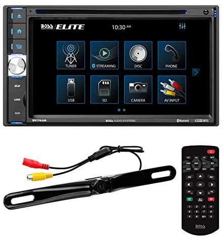 BOSS Audio Systems Elite BV765BLC Car DVD Player with Rearview Backup Camera - Double Din, Bluetooth Audio and Calling, 6.5 Inch LCD Touchscreen, MP3, CD, DVD, USB, SD, Aux Input, AM/FM Radio Receiver