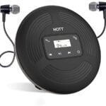 HOTT CD903TF Portable CD Player with HiFi Bluetooth 5.0 and FM Transmitter AUX3.5mm Output,Rechargeable 1800mah, Touchpad and Display, Anti Shock, for Home and Car Wireless Headphones, Speaker