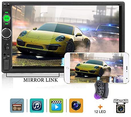 Double Din Car Stereo 7 inch Touch Screen 2 Din Car Radio Bluetooth Indash Car Audio Compatible with Mirror Link USB TF AUX FM Car MP5 Multimedia Player 2din Autoradio + Car Backup Camera