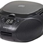 Craig CD6925BT-BK Portable Top-Loading Stereo CD Boombox with AM/FM Stereo Radio and Bluetooth Wireless Technology in Black | LED Display | Programmable CD Player | CD-R/CD-W Compatible | AUX Port |