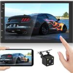 7 Inch Android Double Din Car Stereo with Bluetooth Touch Screen GPS Navigation Head Unit Car Radio Support WiFi Connect FM Radio DVR Mirror Link for iOS/Android Phones + Backup Camera