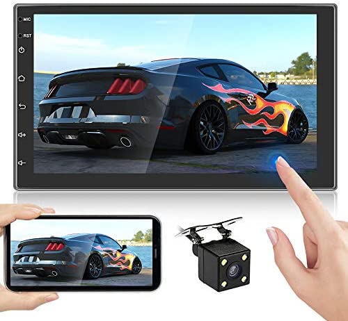 7 Inch Android Double Din Car Stereo with Bluetooth Touch Screen GPS Navigation Head Unit Car Radio Support WiFi Connect FM Radio DVR Mirror Link for iOS/Android Phones + Backup Camera