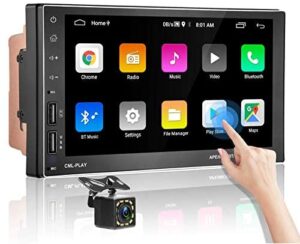 Double Din Android Car Stereo Support Split Screen Bluetooth GPS 7 Inch HD Touch Screen Car Radio Audio with Backup Camera Car Multimedia WiFi FM Radio Dual USB Phone Mirror Link