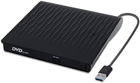 External CD/DVD Drive, USB 3.0/2.0 Portable High Speed Data Transfer CD/DVD-RW Drive/Writer/Burner/Rewriter/Player for MacBook Pro Laptop/Desktops Win 7/8.1/10 and Linux OS (Black)