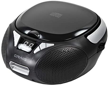Craig CD6925 Portable Top-Loading Stereo CD Boombox with AM/FM Stereo Radio in Black | LED Display | Programmable CD Player | CD-R/CD-W Compatible | AUX Port Supported |