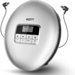 HOTT CD511 Portable CD Player, Personal Compact CD Player with Headphones, Anti-Skip/Shockproof for Home Travel and Car, Small Music CD Walkman Discman with LCD Display for Adults Students Kids-Silver