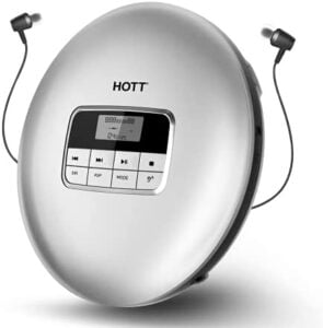 HOTT CD511 Portable CD Player, Personal Compact CD Player with Headphones, Anti-Skip/Shockproof for Home Travel and Car, Small Music CD Walkman Discman with LCD Display for Adults Students Kids-Silver