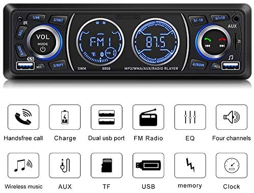 Car Stereo with Bluetooth Single Din Car Stereo Car Radio Car Audio Player Support Phone Fast Charge USB SD Card AUX in with Wireless Remote Control