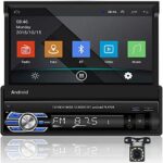 CAMECHO Android 10.1 Car Stereo Flip Out Touchscreen Car Radio [2G+16G] 7 inch Retractable Single Din Bluetooth 1 Din Radio with GPS/FM Radio/Mirror Link for iOS/Android Phones + Rear View Camera