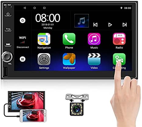 7'' Android Double Din Car Stereo with Bluetooth Touch Screen Car Radio MP5 Player WiFi GPS FM Radio Receiver Android/iOS Mirror Link + Backup Camera