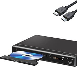 Megatek Compact DVD Player for TV with HDMI 1080p HD Upscaling & AV/Coaxial Connections for Multi-Formats & All-Region Free DVDs, Small CD/DVD Player for Home, USB Port, Remote & HDMI Cable Supplied