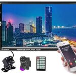 Hikity Double Din Car Stereo 7 Inch Touch Screen Radio Bluetooth FM Receiver Support Mirror Link for Android iOS Phone with USB AUX-in TF Card Port + Backup Camera and Remote Control